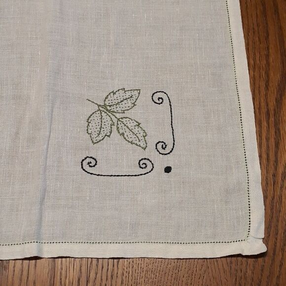 This beautiful linen 31" sq. table cloth is Unfinished embroidered project. - Picture 4 of 10